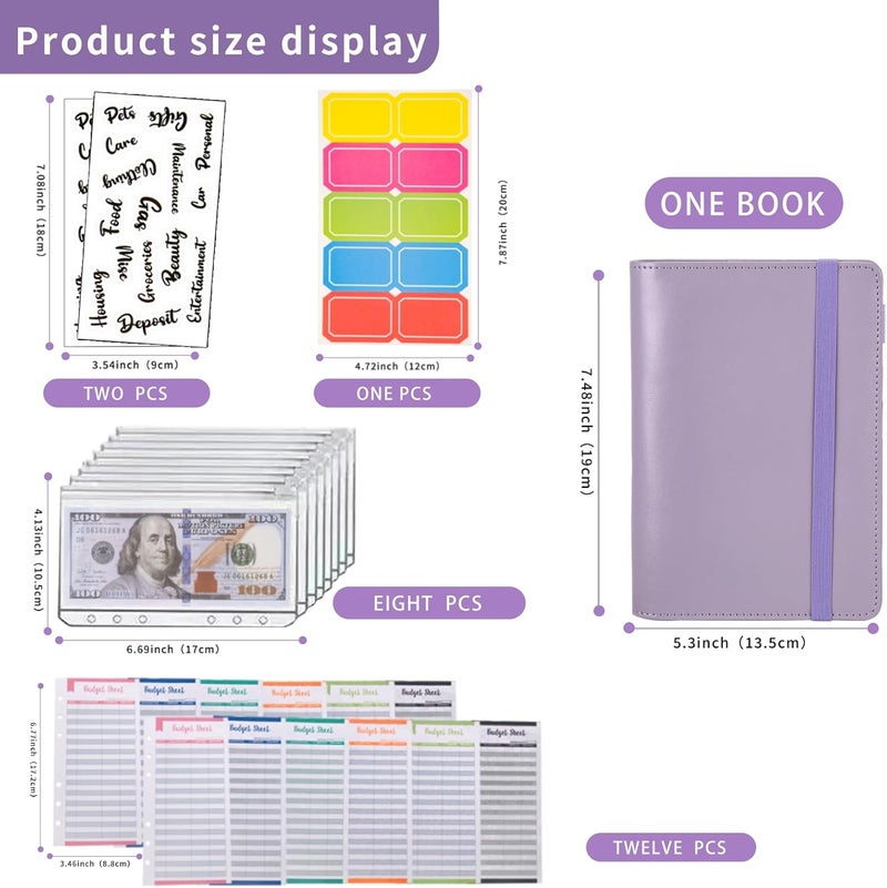 NICOOTHBudget Binder Cash Envelopes A6 Money Saving Binder with Zipper envelopes (A6purple) - Image 2